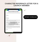Printable Character Reference Letter For A Church Member