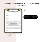 Printable Character Reference Letter For My Brother
