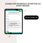 Printable Character Reference Letter For Us Entry Waiver