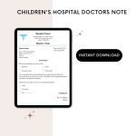 Printable Children's Hospital Doctors Note