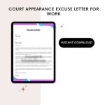 Printable Court Appearance Excuse Letter for Work