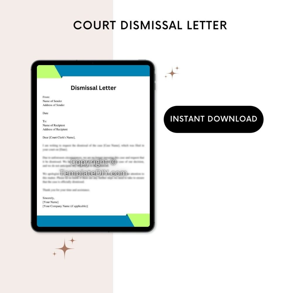 Printable Court Dismissal Letter