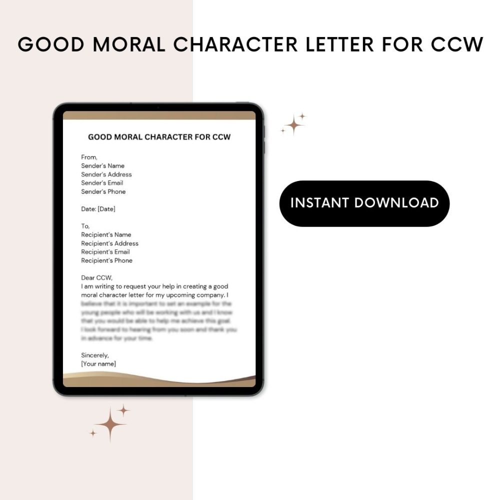 Printable Good Moral Character Letter For CCW