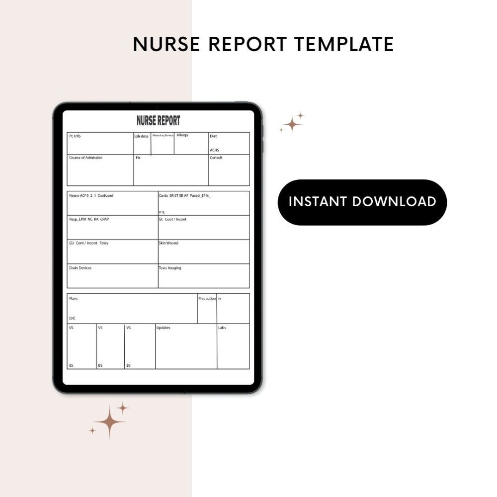 Printable Nurse Report Template