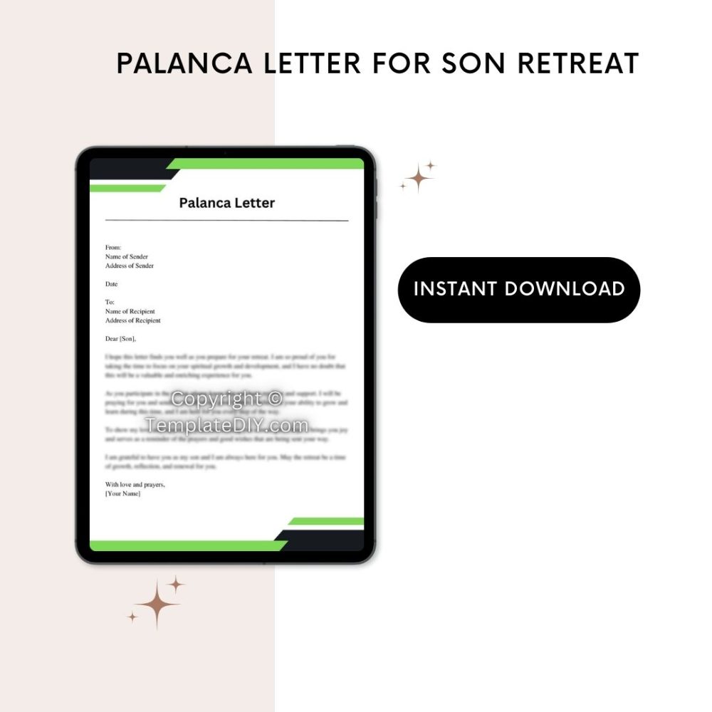 Printable Palanca Letter for Son Retreat