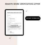 Printable Remote Work Verification Letter