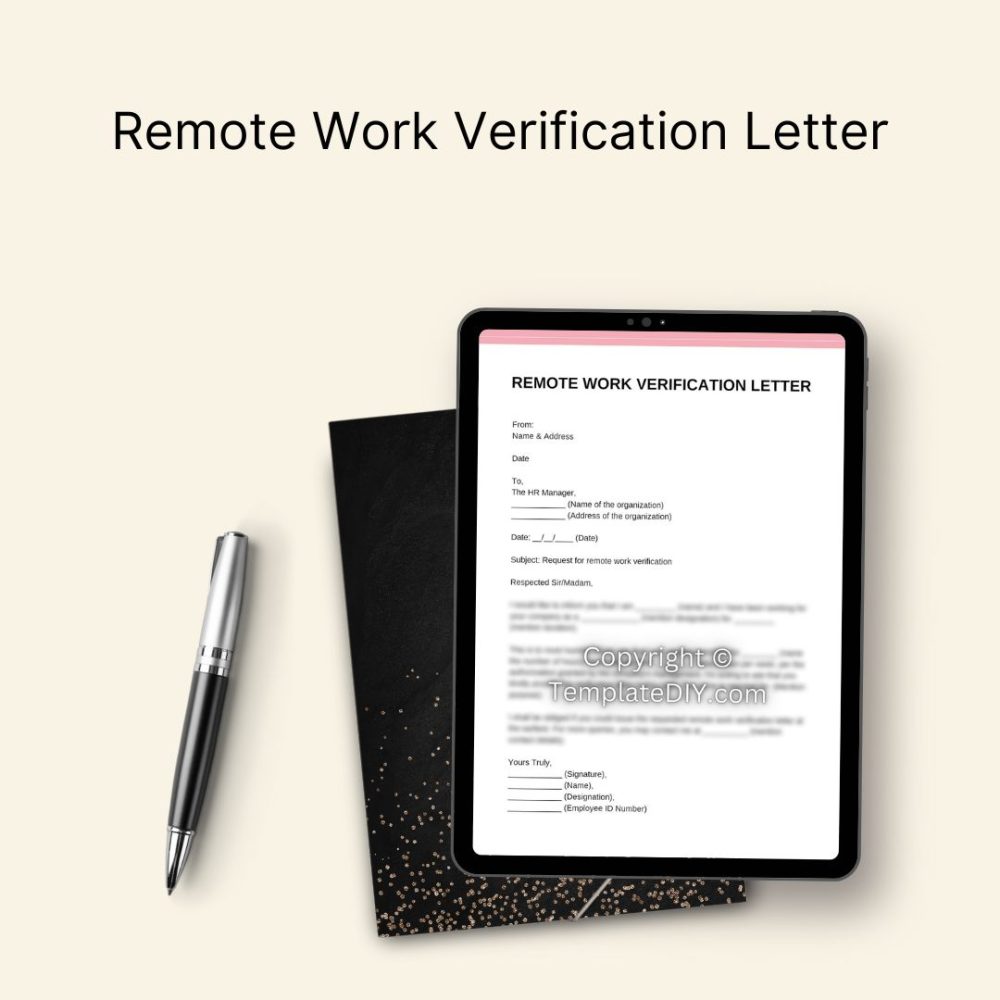 Remote Work Verification Letter PDF