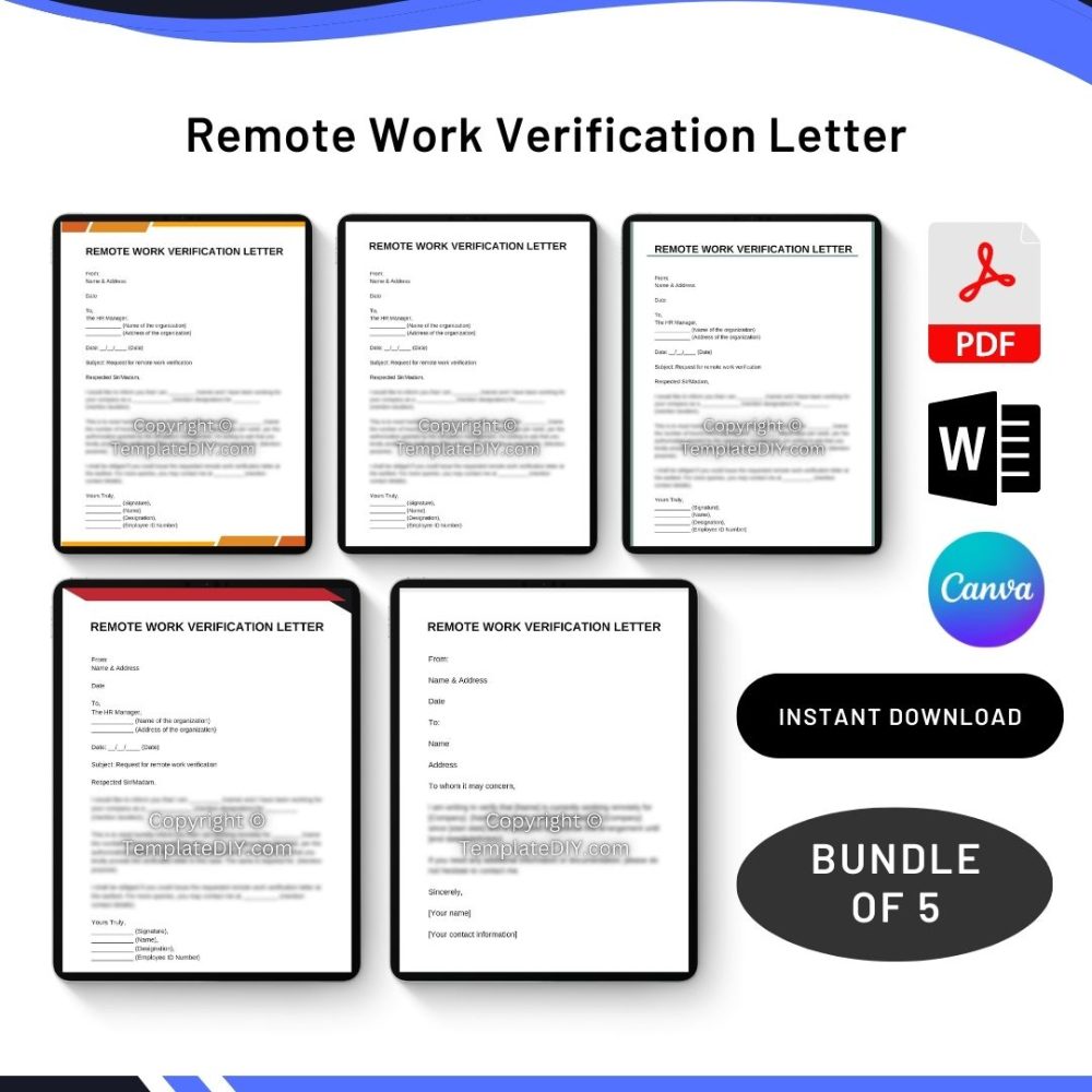 Remote Work Verification Letter in PDF & Word
