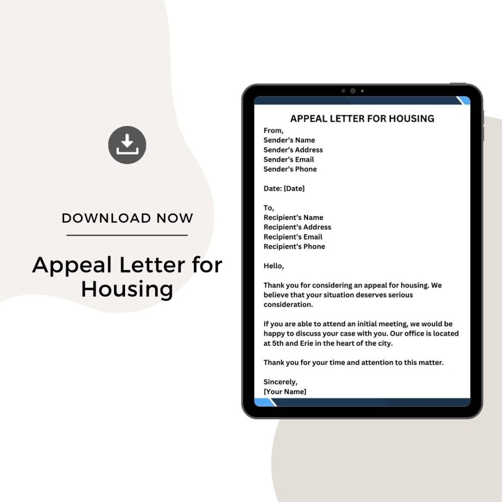 Sample Appeal Letter for Housing