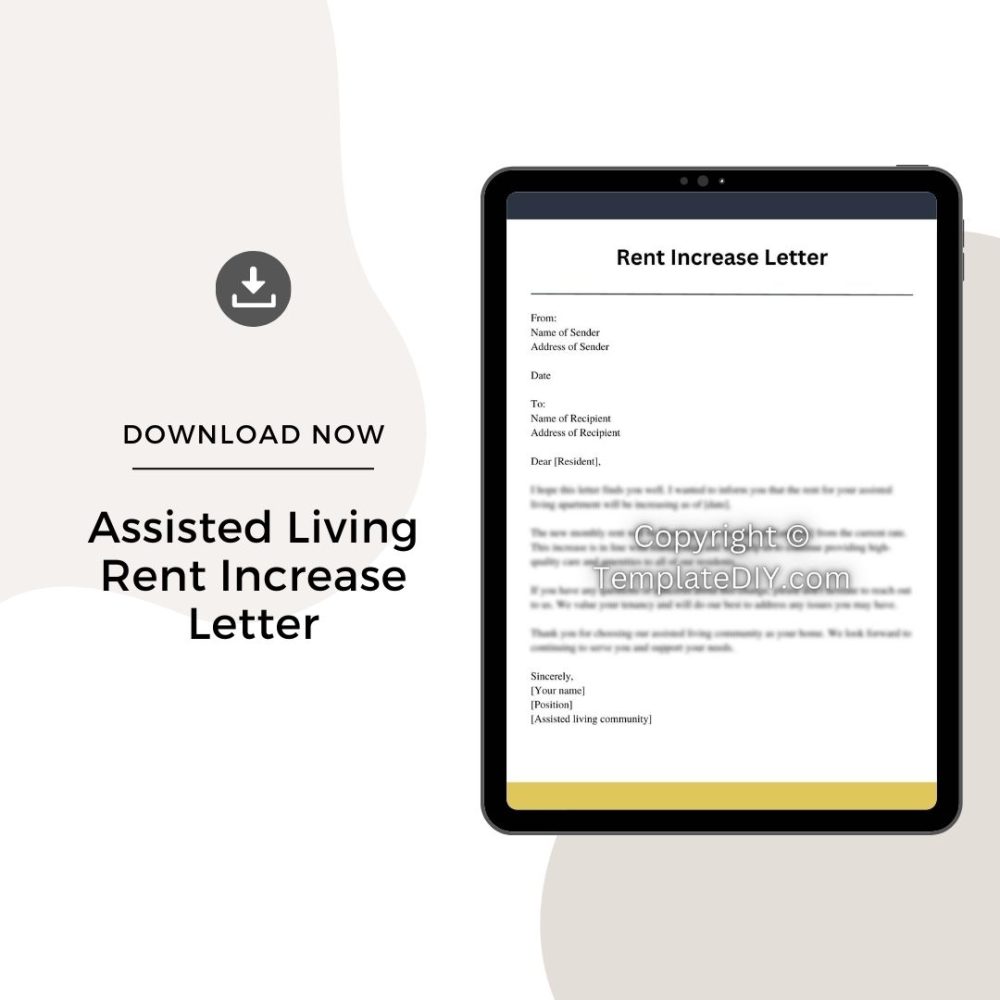 Sample Assisted Living Rent Increase Letter