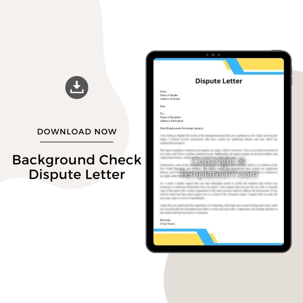 Sample Background Check Dispute Letter