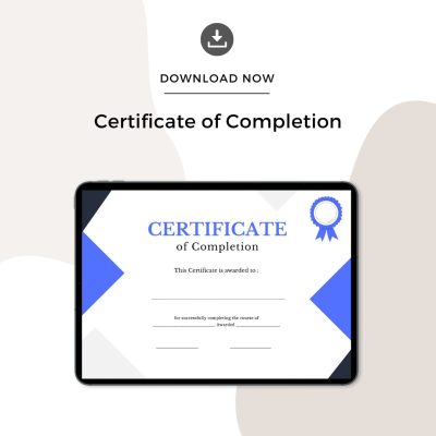 Certificate of Completion Blank Printable Template in PDF & Word