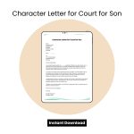 Sample Character Letter for Court for Son