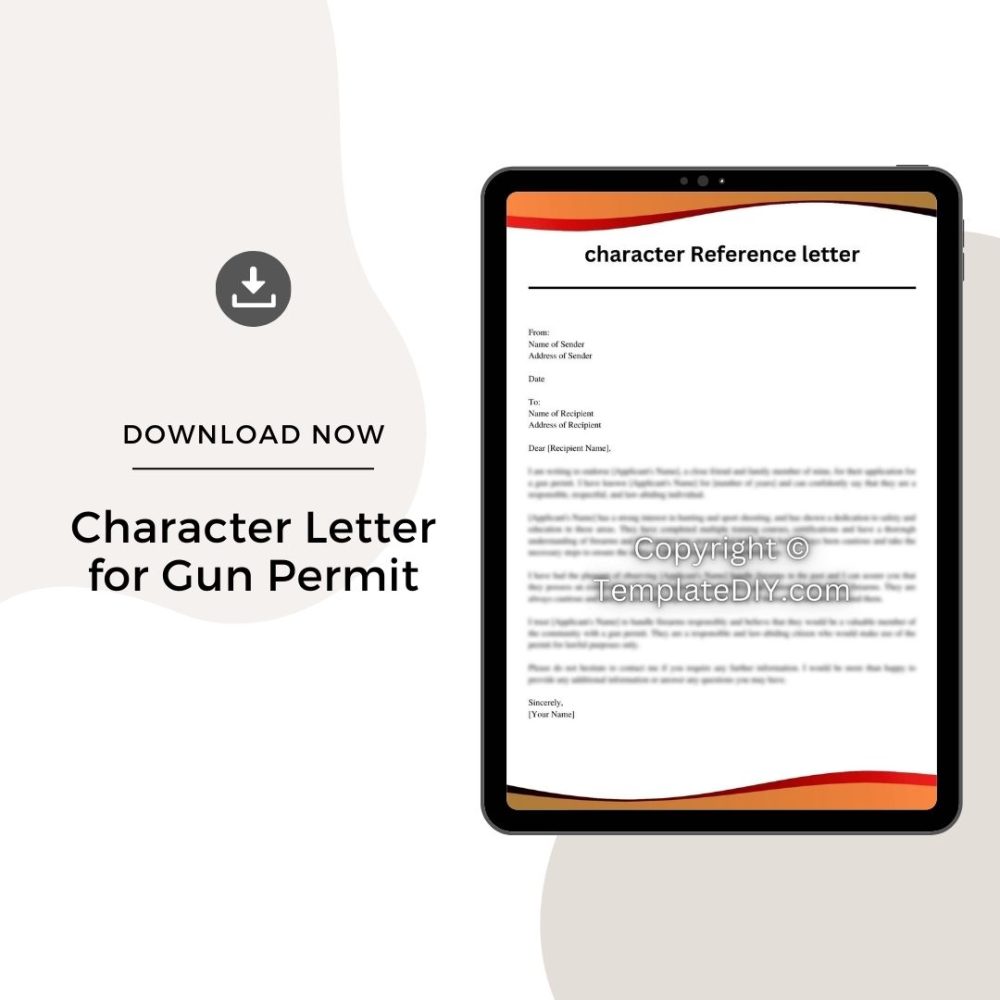 Sample Character Letter for Gun Permit
