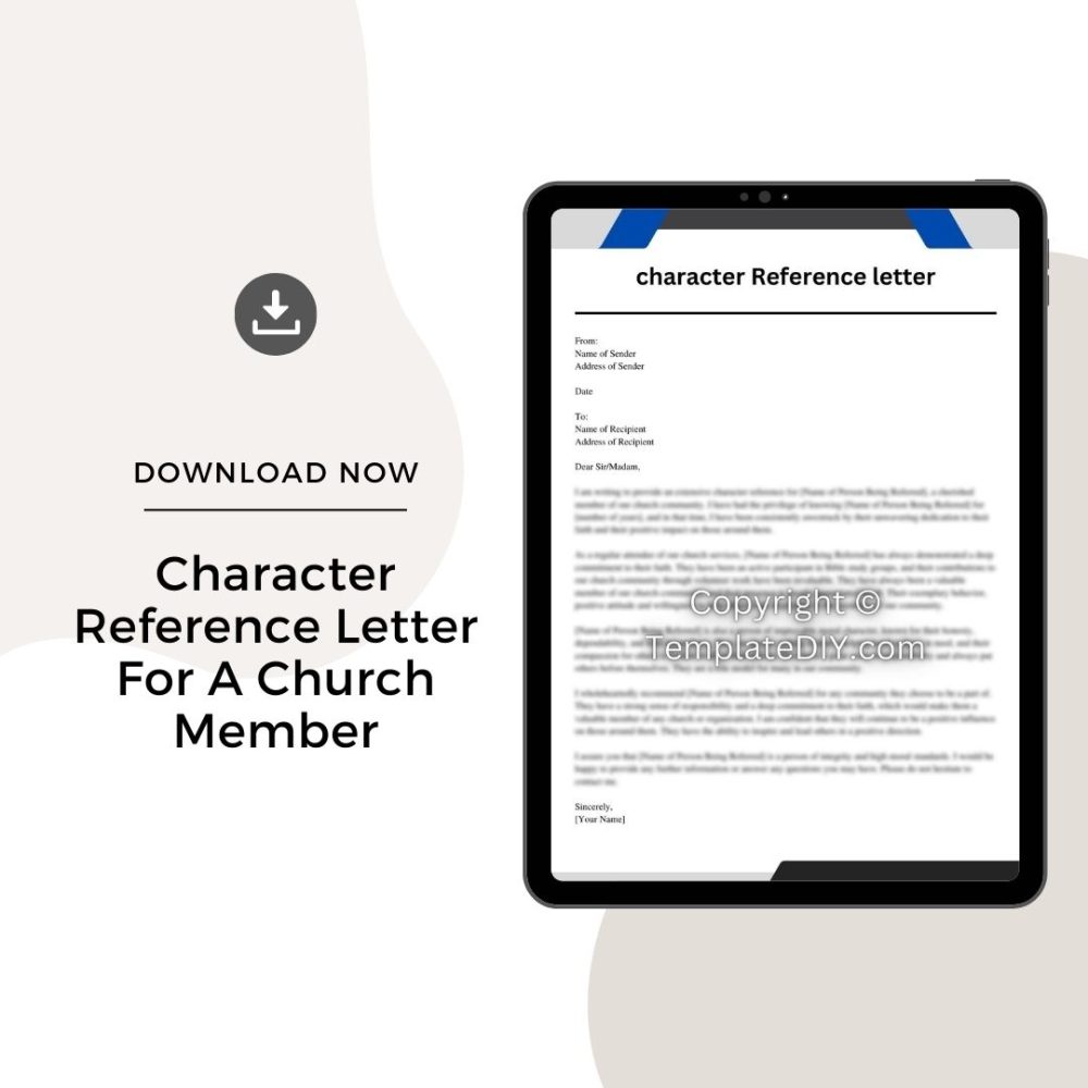 Sample Character Reference Letter For A Church Member