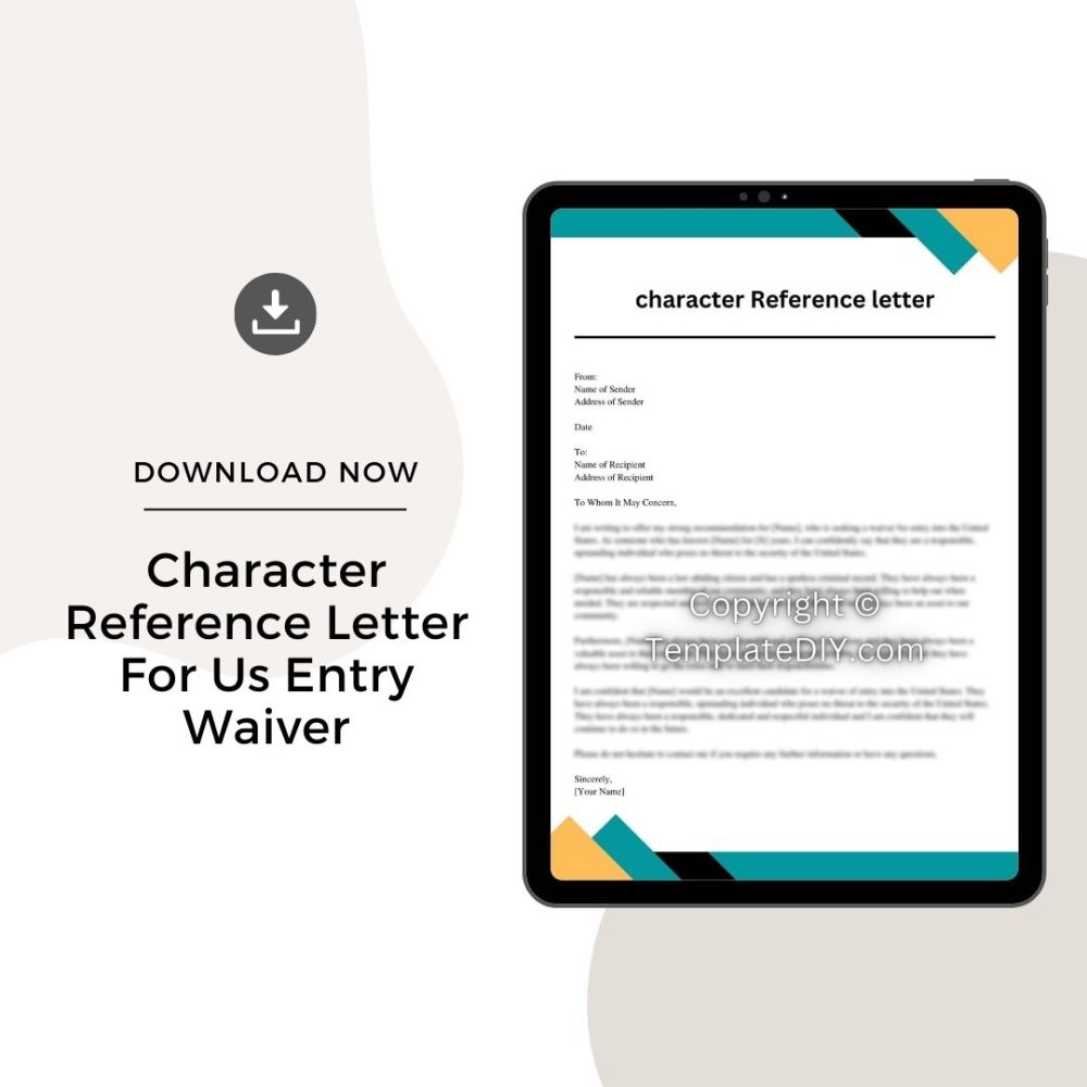 Sample Character Reference Letter For Us Entry Waiver