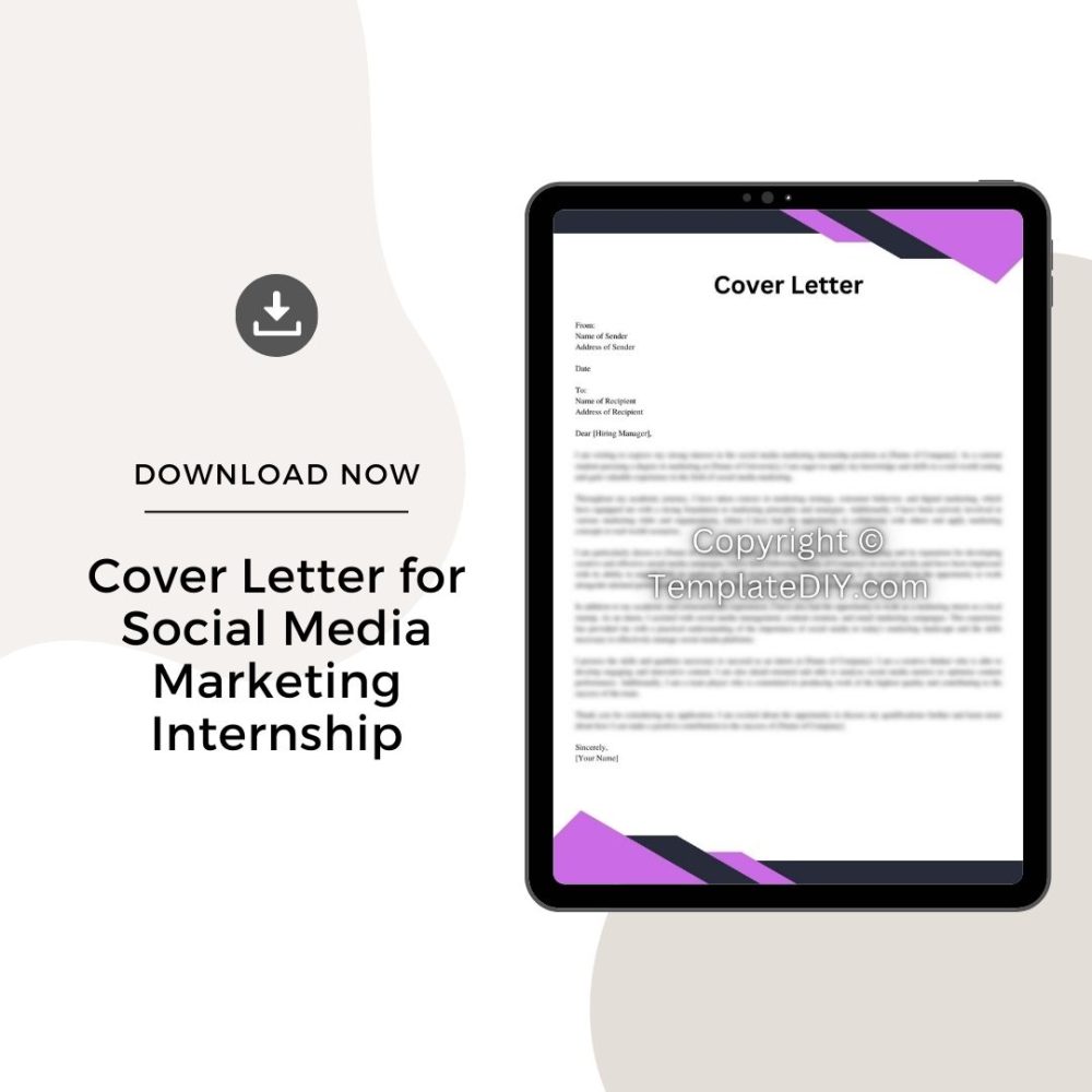 Sample Cover Letter for Social Media Marketing Internship