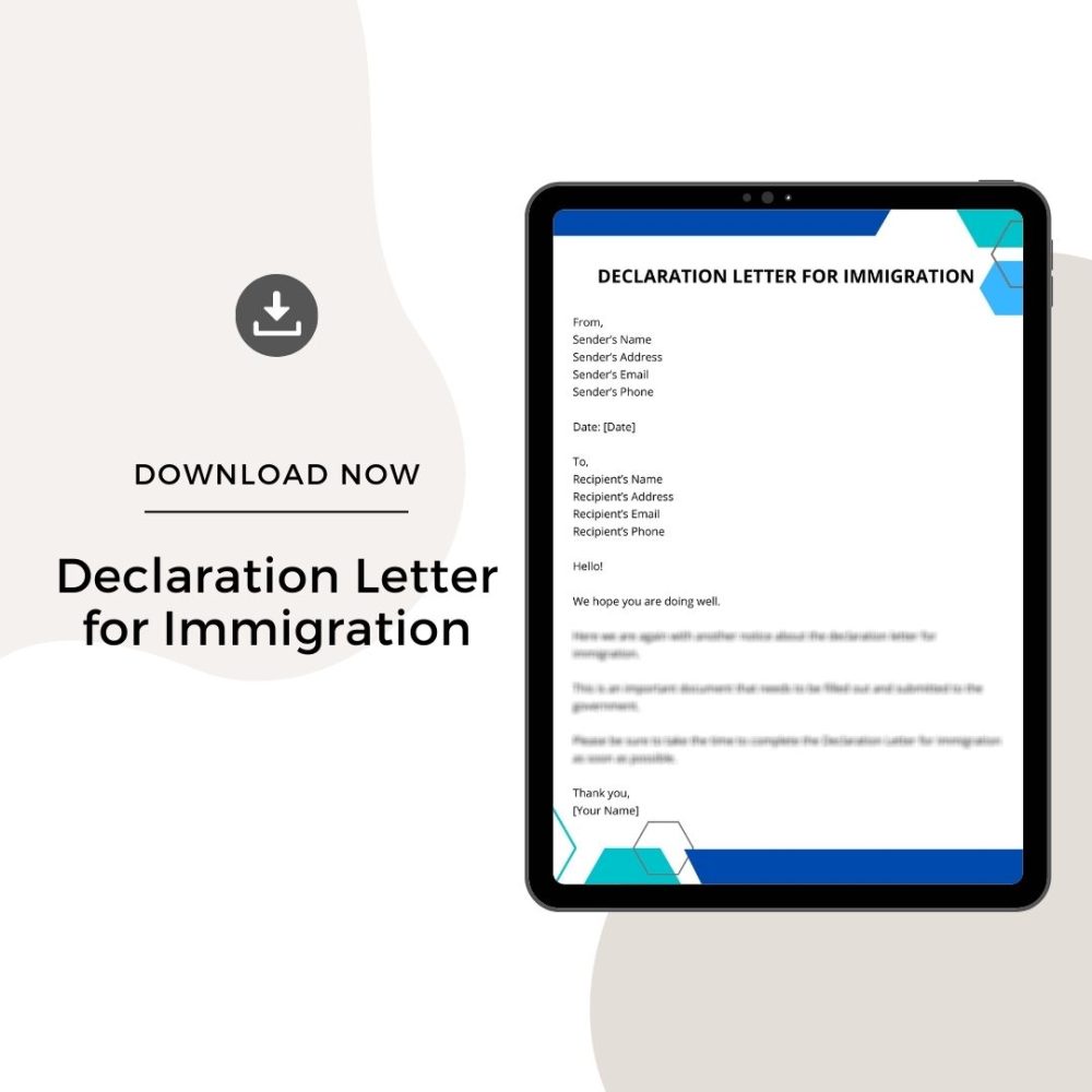 Sample Declaration Letter for Immigration