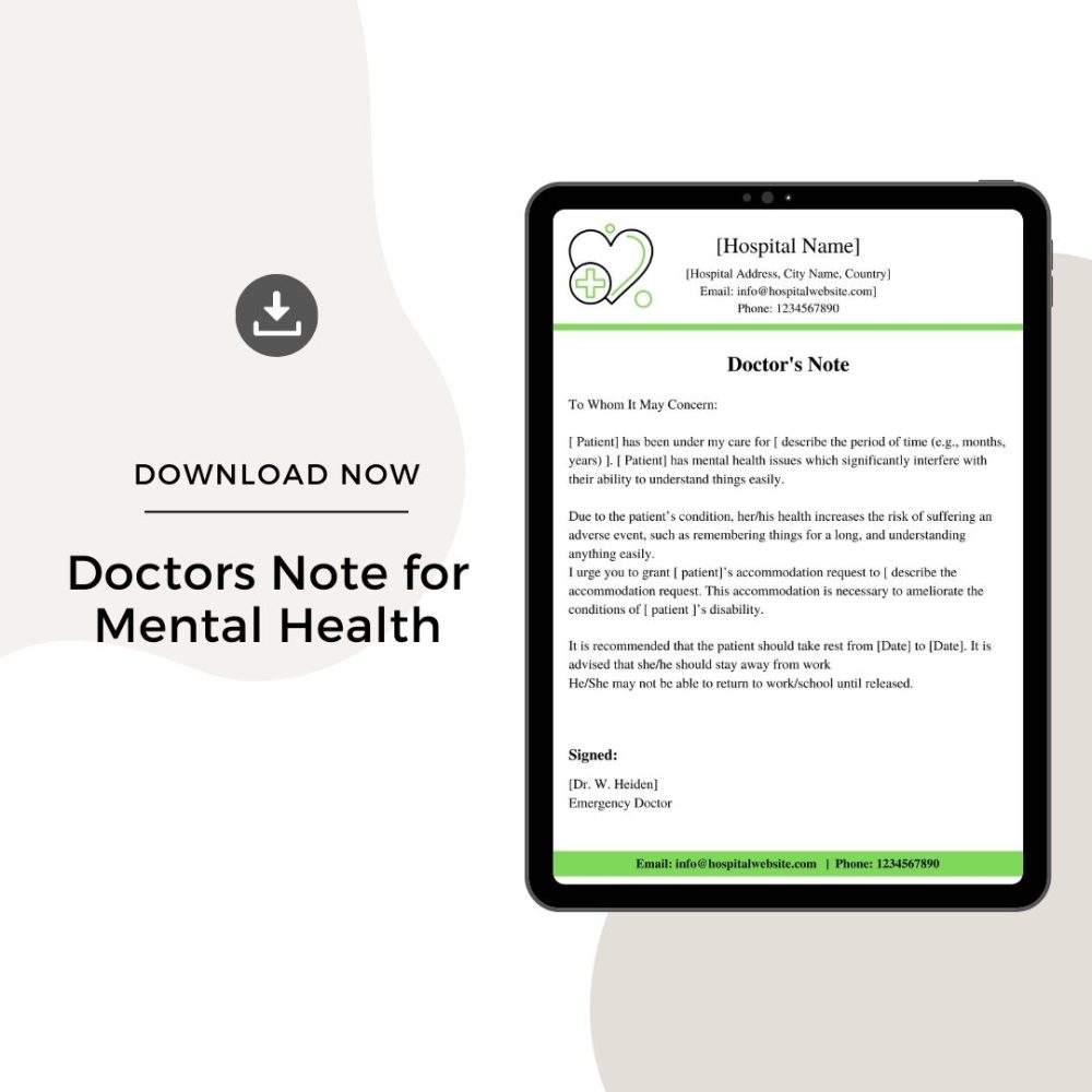 Sample Doctors Note for Mental Health