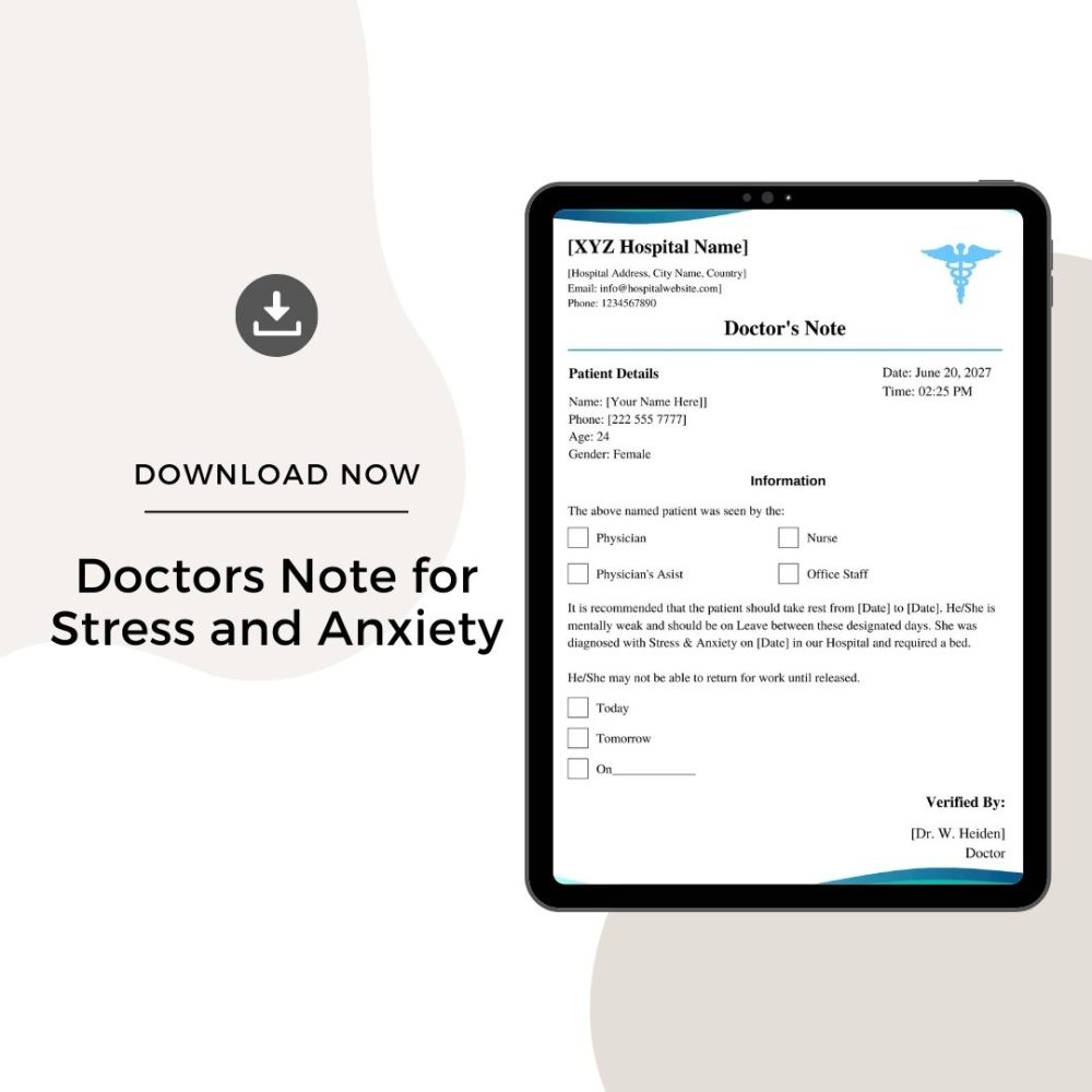 Sample Doctors Note for Stress and Anxiety