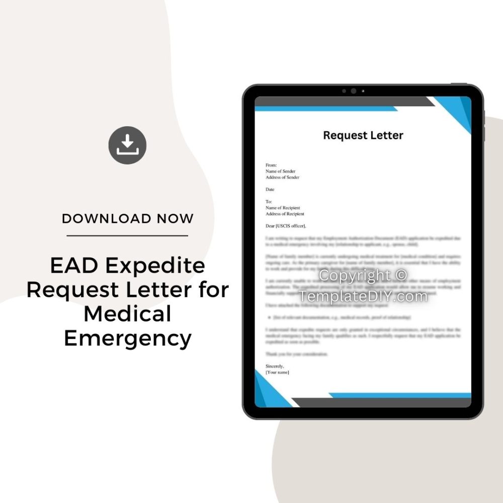 Sample EAD Expedite Request Letter for Medical Emergency