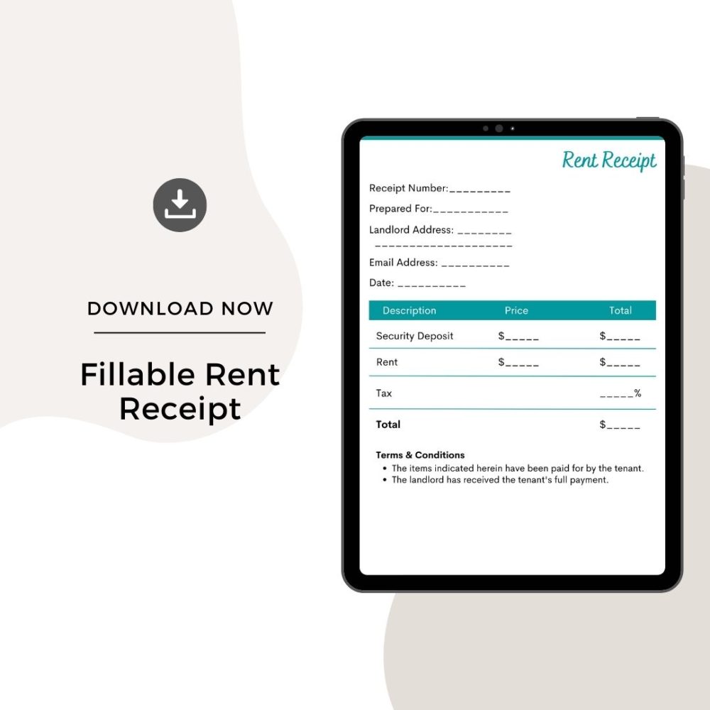 Sample Fillable Rent Receipt