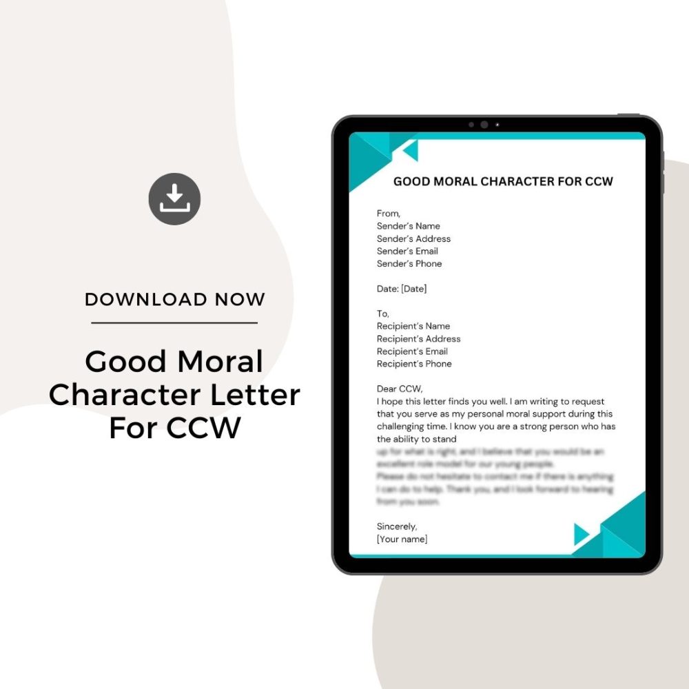 Sample Good Moral Character Letter For CCW
