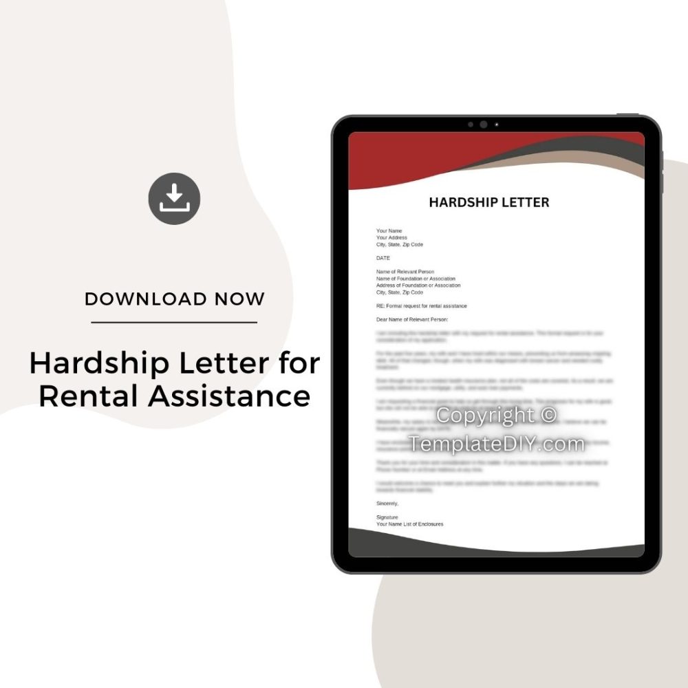 Sample Hardship Letter for Rental Assistance