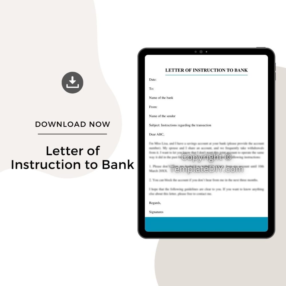 Sample Letter of Instruction to Bank