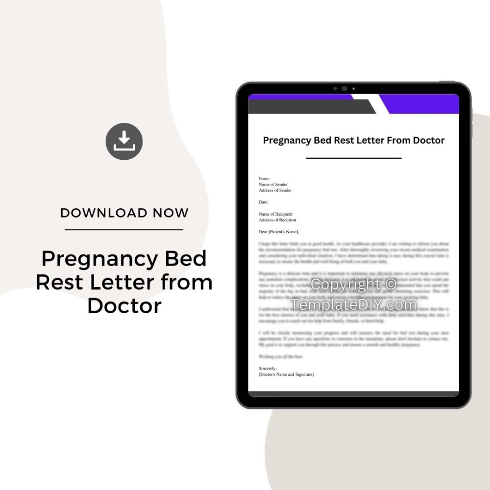 Sample Pregnancy Bed Rest Letter from Doctor