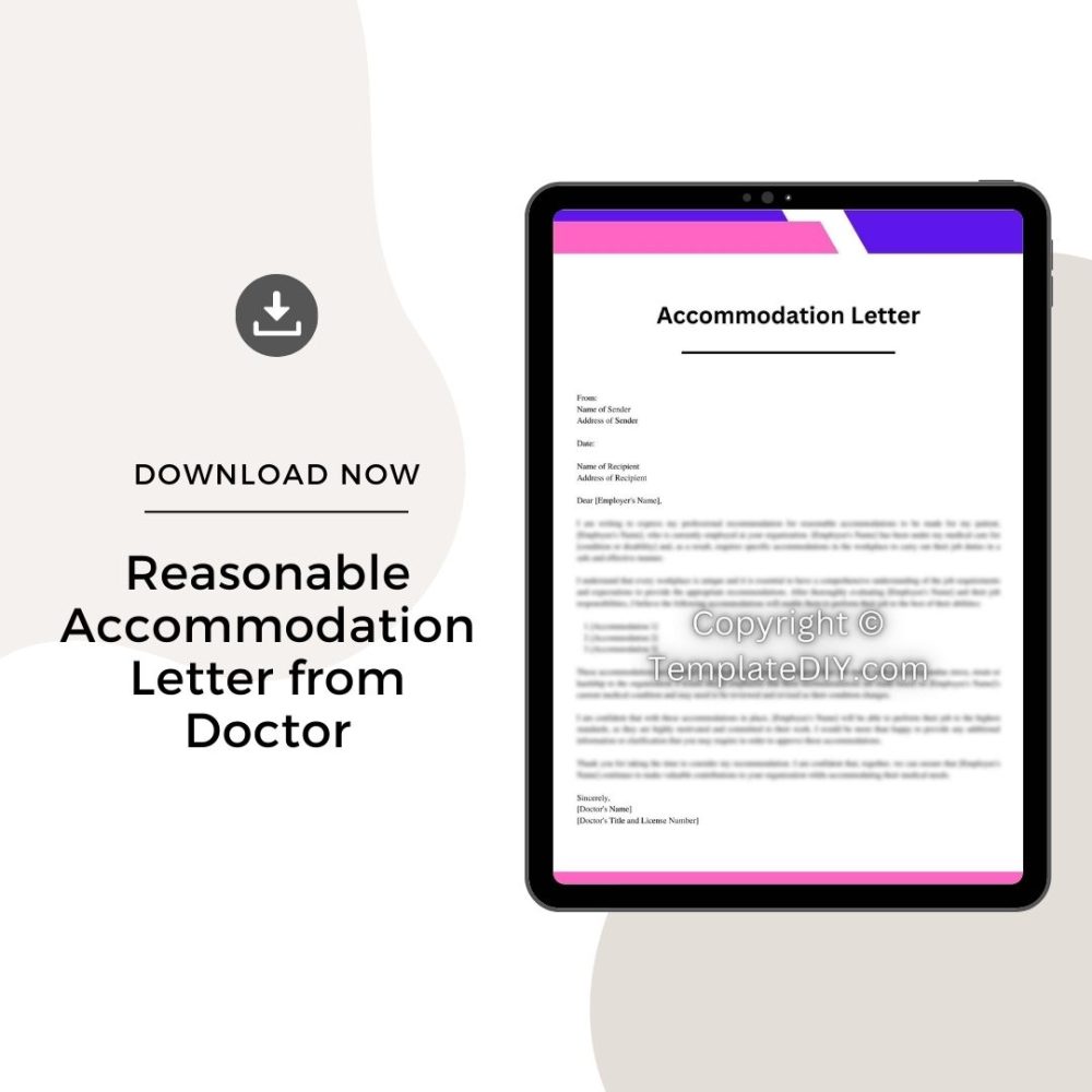 Sample Reasonable Accommodation Letter from Doctor
