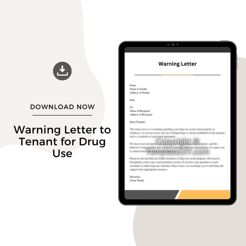Sample Warning Letter to Tenant for Drug Use