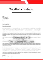 Sample Work Restrictions Letter from Doctor