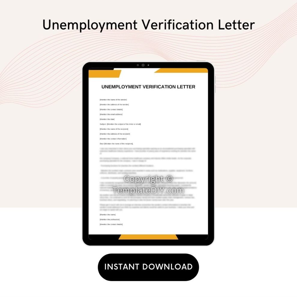 Unemployment Verification Letter Sample in Pdf and Word Format