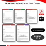 Work Restrictions Letter from Doctor in PDF & Word
